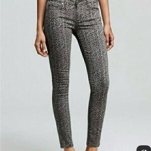 PAIGE Leopard Print Skinny Jeans - Black and Gray
